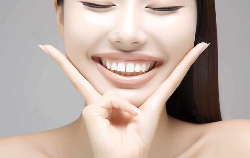 闭着眼睛的女性露牙特写高清摄影图,高清,摄影图,摄影图片,图片大全,摄影图免费下载